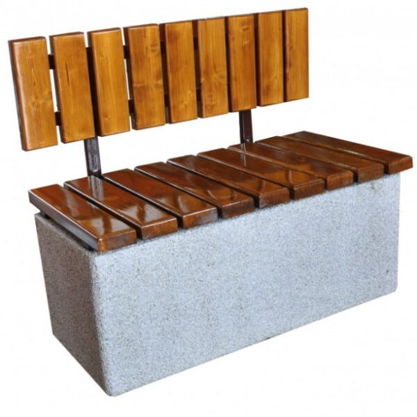 Ławka parkowa betonowa METRÓWKA z oparciem 77428 (ławki miejskie id: 457)