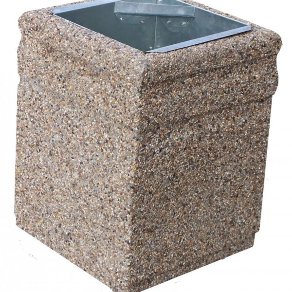 KOSZ BETONOWY 40L KWADRATOWY Z DWOMA PASAMI 77126 (kosze parkowe)