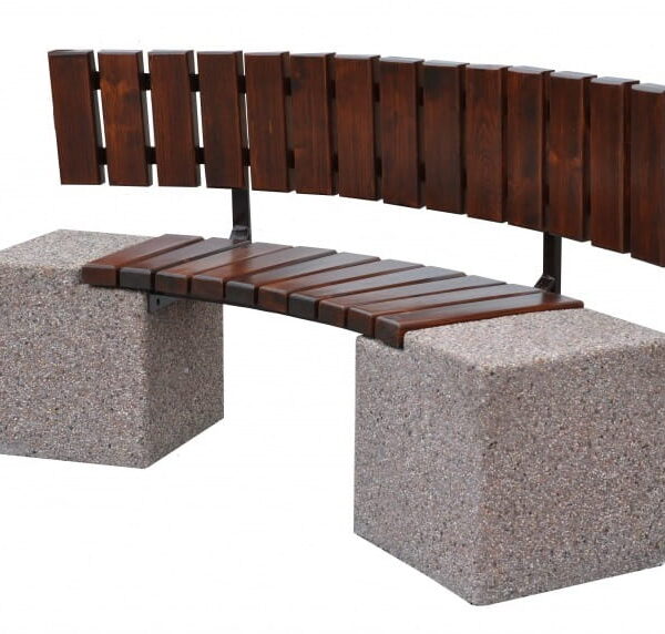 Ławka parkowa betonowa "Łukowa z oparciem" 77442 (ławki miejskie id: 496)